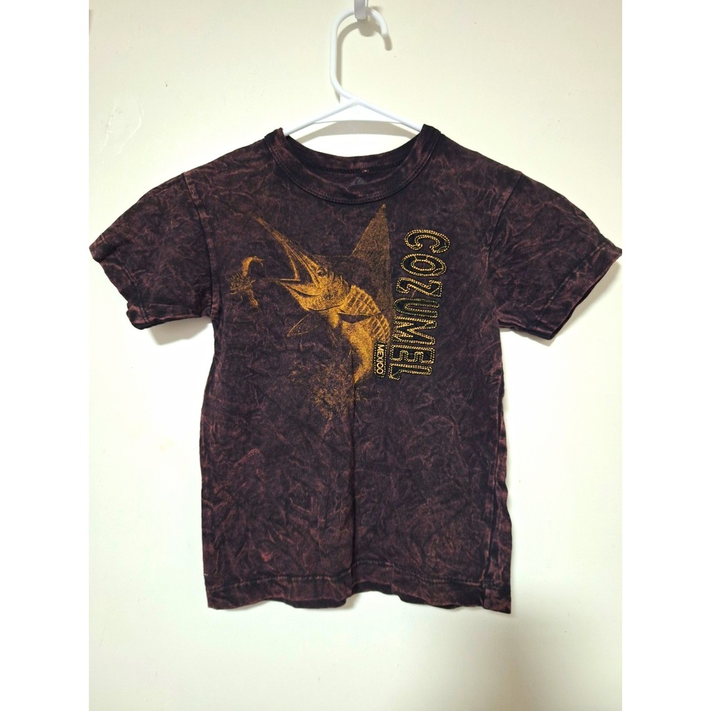 Mayan Flea Market Youth Shirt Size 6/8 Cozumel Mexico Marlin Fish Acid Wash Tee